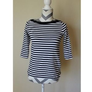 Kate Spade Black White Striped Boatneck Top (A23)